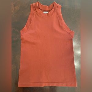 Athleta Renew Seamless Racerback high neck Tank Sz SMALL Rust color! EUC! L👀K!